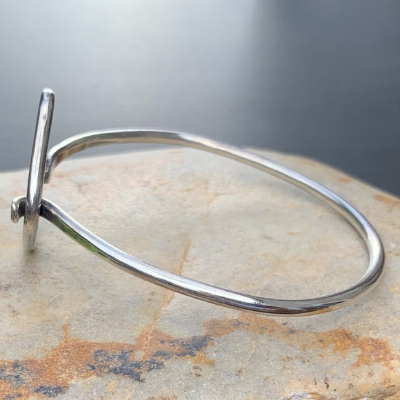 Heart Bangle Bracelet Sterling Silver Hook Closure - Picture 2 of 9